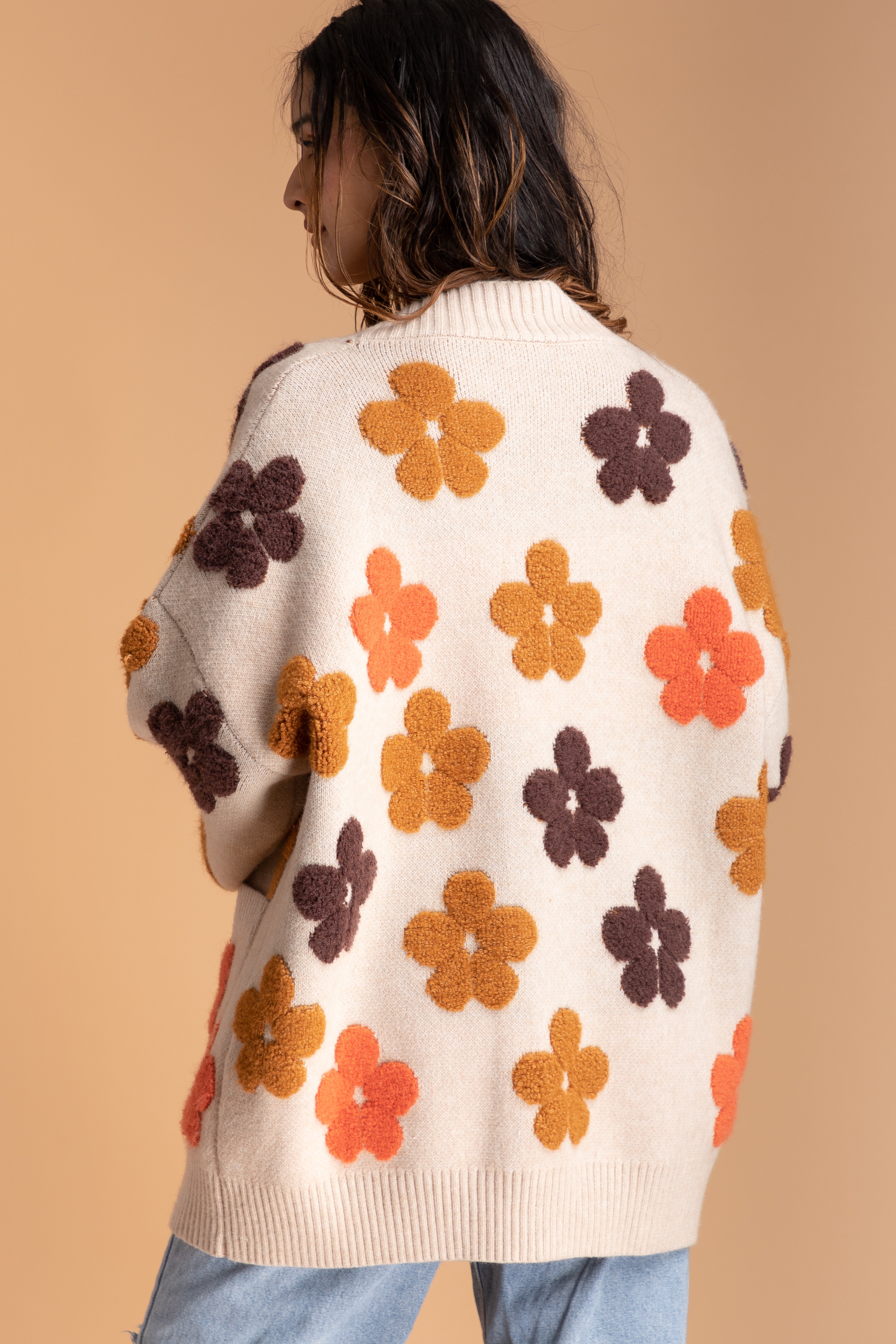 Floral Knit Cardigan for Women - Lightweight Open Front Sweater - Perfect for Spring & Fall Outfits, Office Wear & Casual Dates