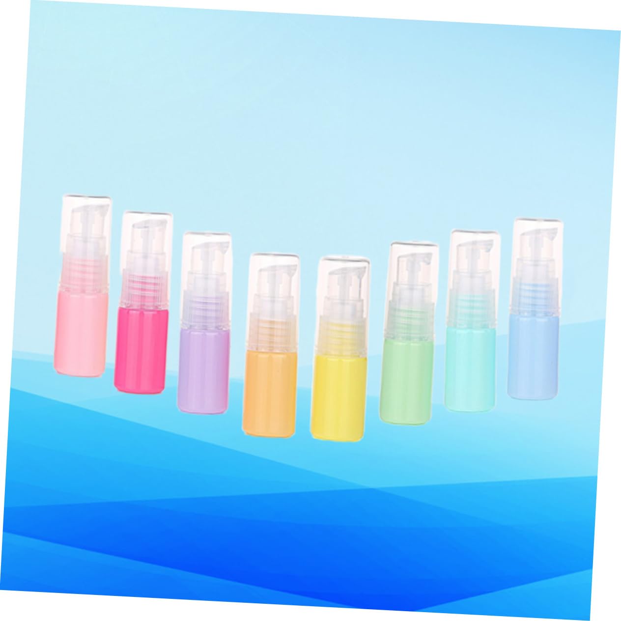 FRCOLOR Set of 8 Pressure Pump Emulsion Bottles - 10ml Plastic Lotion Sample Containers with Smooth Finish | Perfect for Travel, Cosmetic Samples & DIY Beauty Products