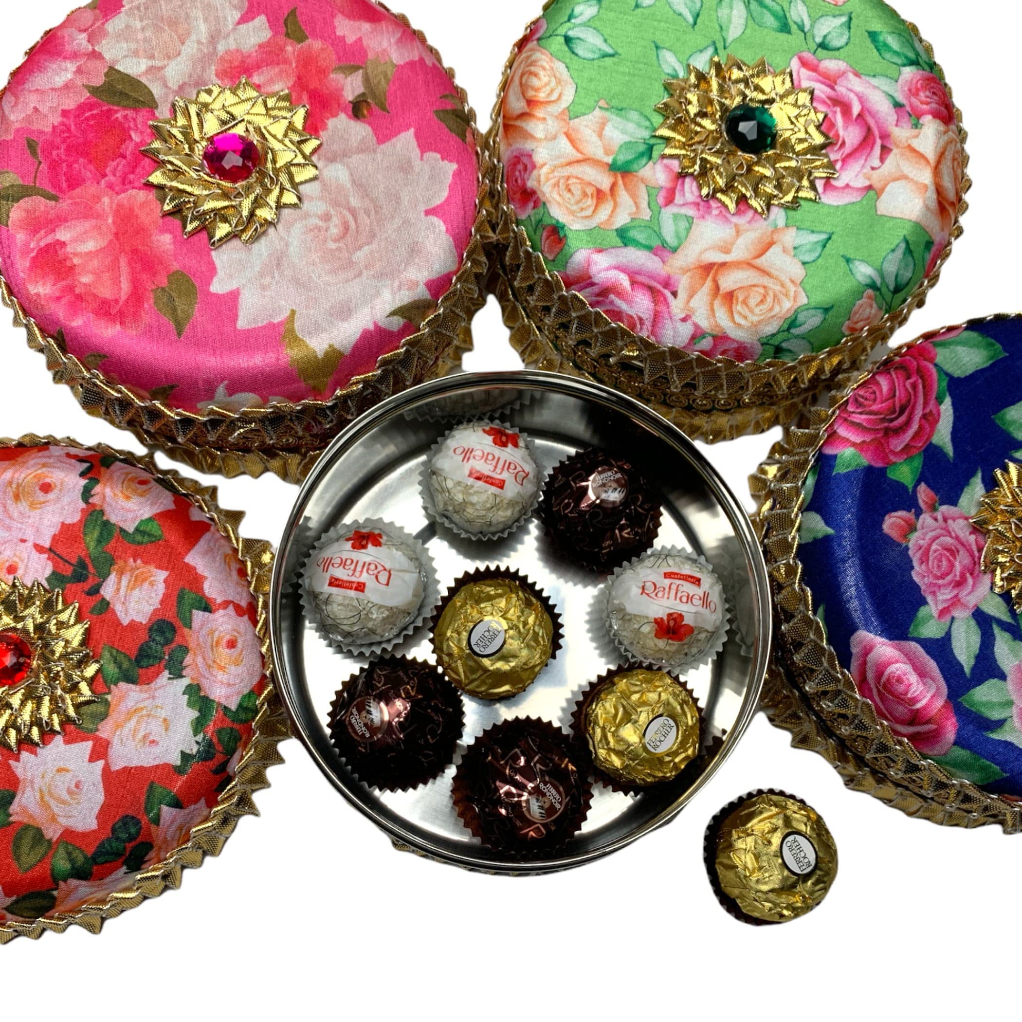 LoveNspire Decorative Gotta Steel Ladoo Box - Elegant Indian Sweet Box for Wedding, Housewarming & Festivals - Perfect Pooja Favor, Shagun Gift for Friends, Family & Guests - Ideal for Bridesmaid Gifts & Special Occasions