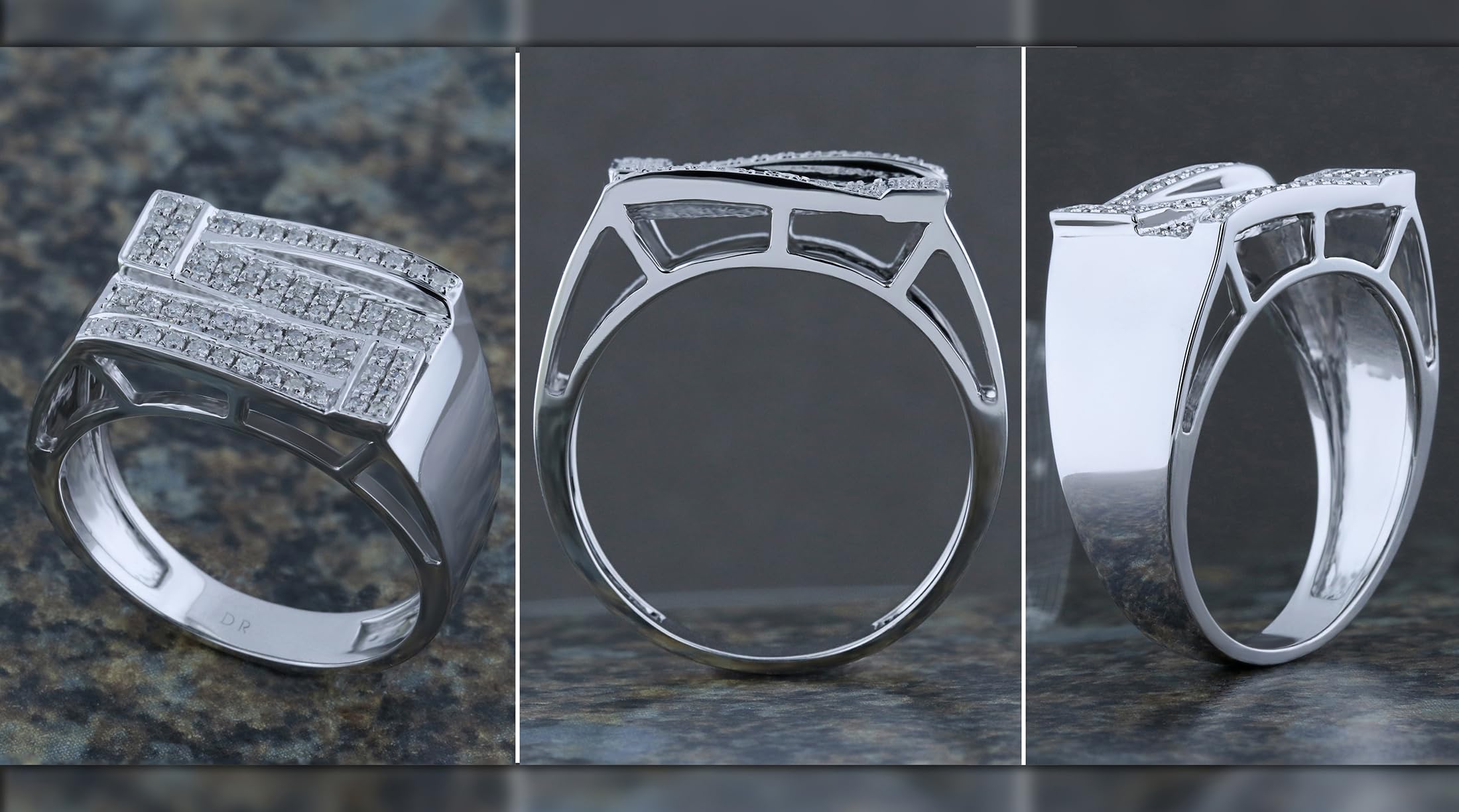 0.50 CTTW Round White Diamond Men's Hip Hop Engagement Ring in 925 Sterling Silver - Dazzlingrock Collection | Perfect for Proposals, Weddings & Anniversary Gifts