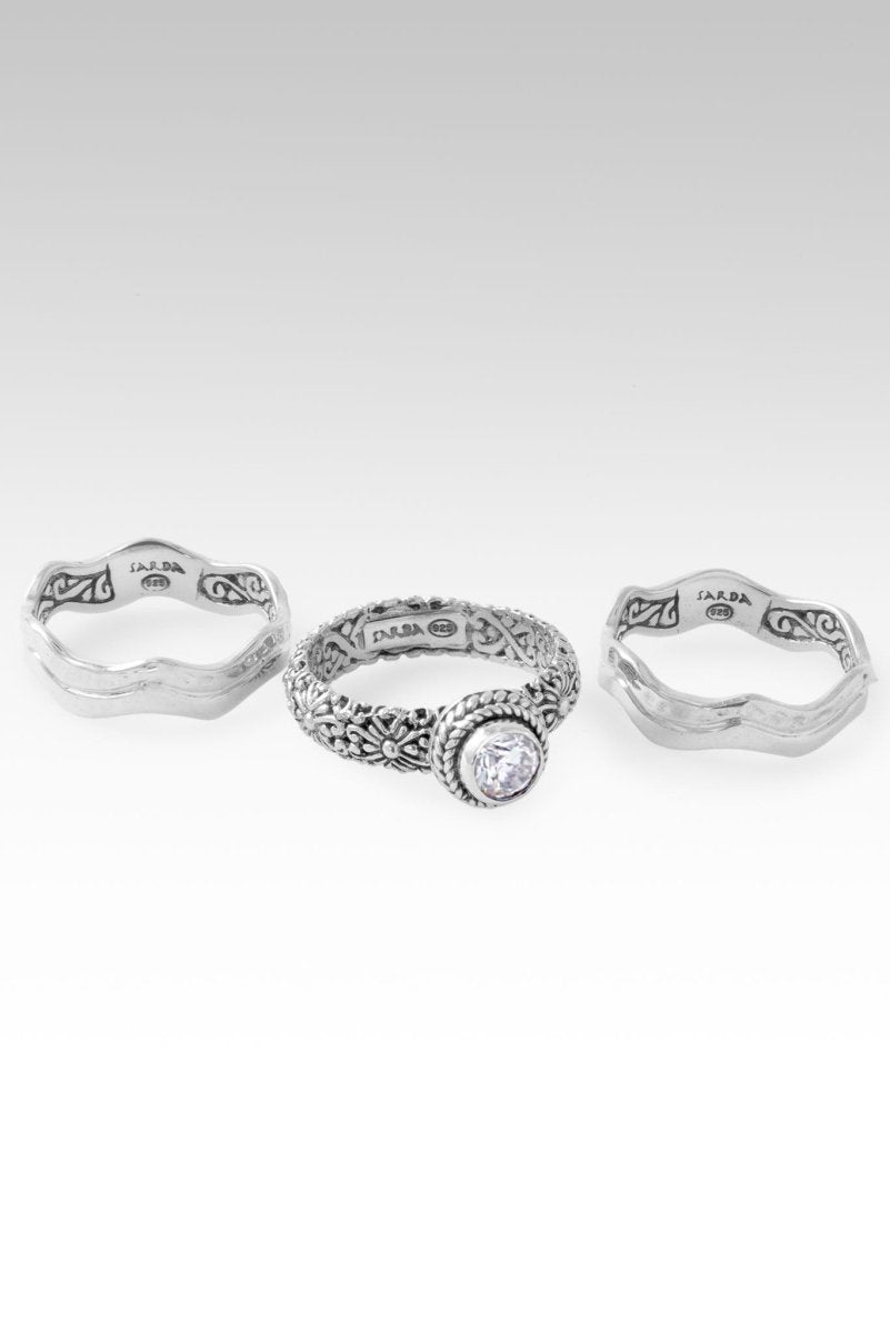 Moissanite Threefold Blessings Ring Set - 3 Piece Stackable Rings for Women, Wedding, Anniversary, or Gift - Perfect for Everyday Wear & Special Occasions