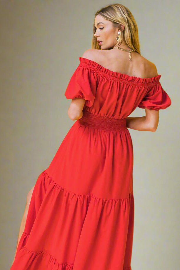 OUT IN THE COUNTRY Red Maxi Dress - Flowy Long Summer Dress for Women, Boho Chic Vacation Outfit, Perfect for Beach, Garden Parties & Outdoor Adventures