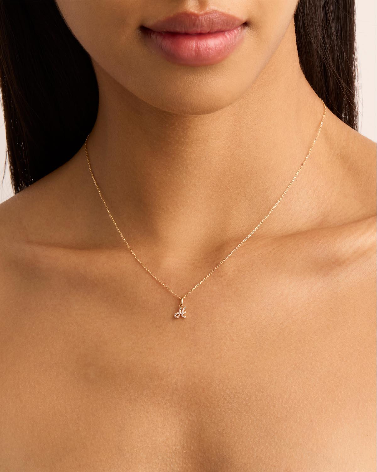 14K Solid Gold Forever Love Diamond Letter Necklace Pendant - Personalized Initial Jewelry Gift for Women, Perfect for Valentine's Day, Anniversary & Special Occasions