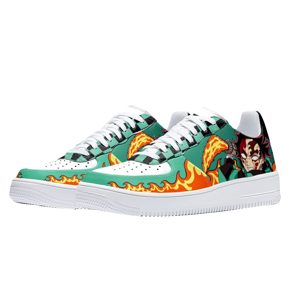 Custom Anime Demon Slayer Tanjiro & Nezuko Printed Low-Top Basketball Shoes for Men & Women - Japanese Cosplay Sneakers, Non-Slip Breathable Running Shoes for Outdoor, Gym & Casual Wear