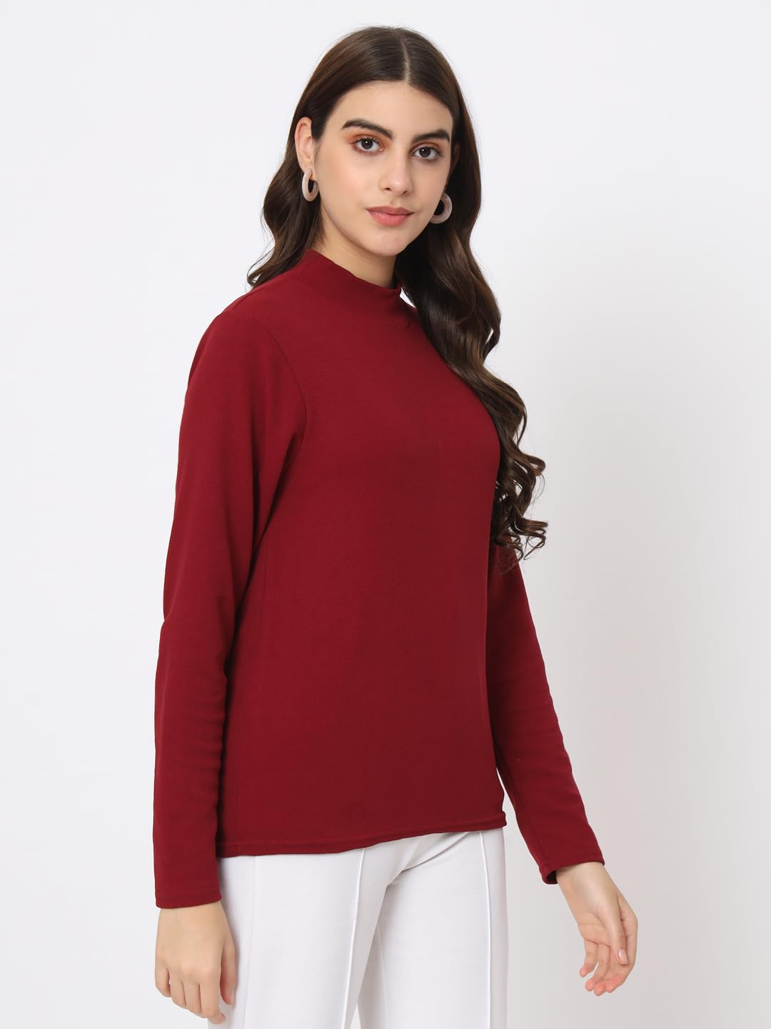 iStyle Can Solid High Neck Full Sleeve Stretchable Slim Fit Women's Top | Winter Warm Turtleneck Shirt for Women | Perfect for Office Wear, Casual Outfits & Cold Weather Layering