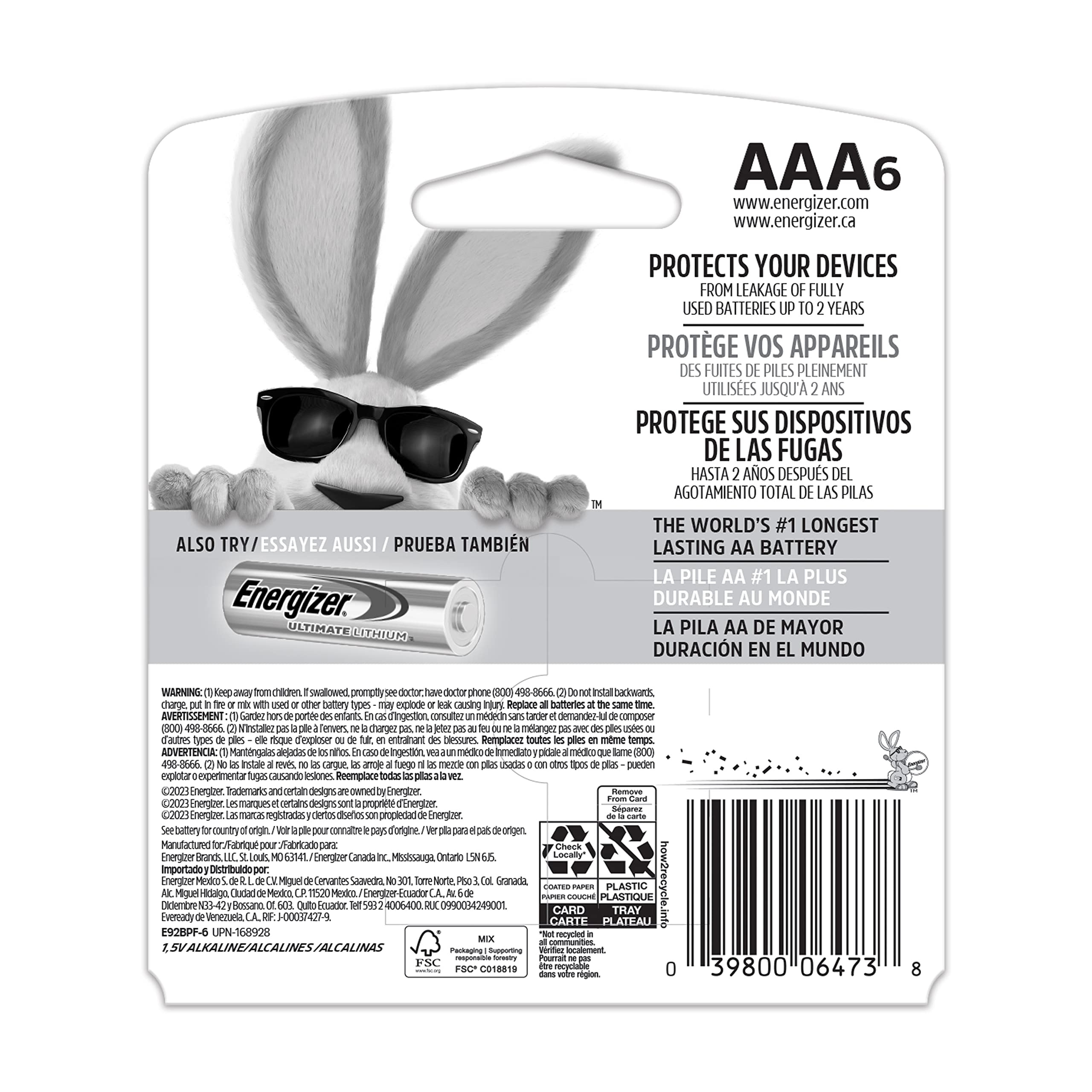 Energizer Max AAA Batteries (6-Pack) - Long-Lasting Triple A Alkaline Batteries for Toys, Cameras, Flashlights & Electronics - Best for High-Drain Devices