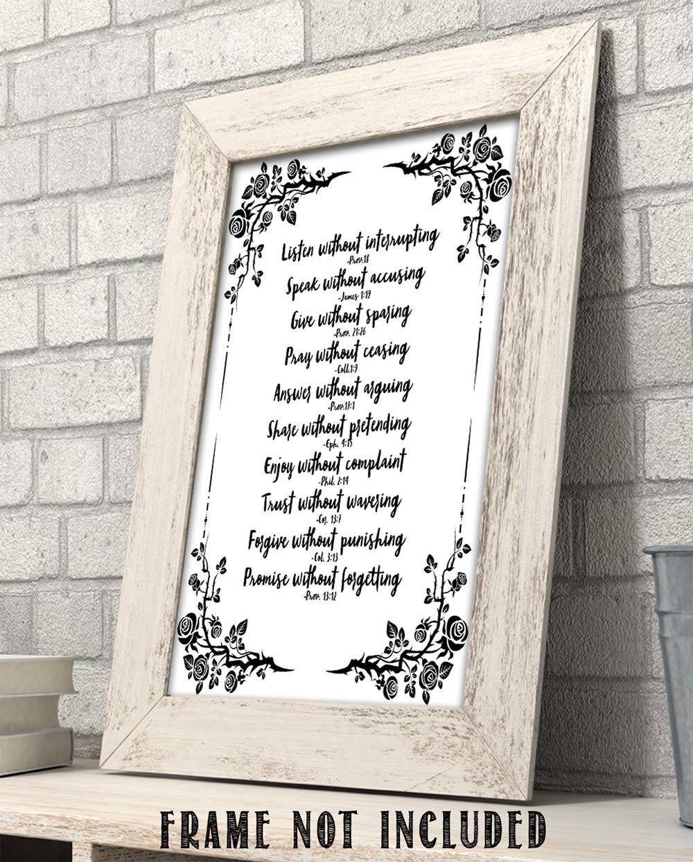 Marriage Rules Bible Quote Wall Art - Inspirational Christian Scripture Prints for Home & Office - Black and White Religious Decor for Women - Perfect for Wedding Gifts, Bedroom & Faith-Based Spaces