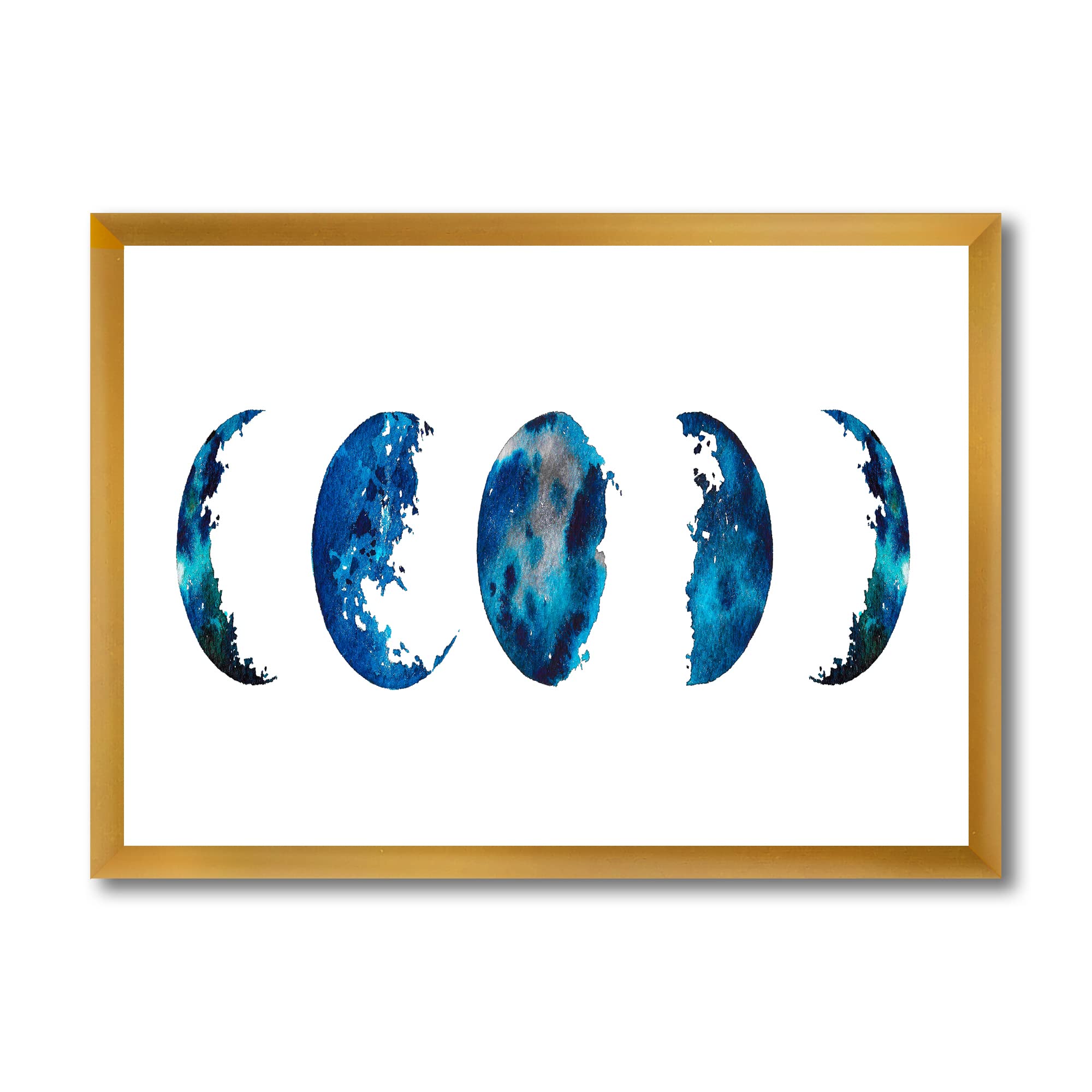 Blue Moon Phases Bohemian Wall Art - Eclectic Framed Decor for Living Room, Bedroom & Office | Unique Celestial Home Decor Gift Idea