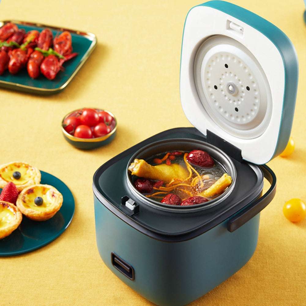 1.2L Mini Rice Cooker - Portable Travel Rice Cooker with Non-Stick Pot for Cooking Rice, Soup & Stews - Perfect for Dorms, Camping & Small Kitchens