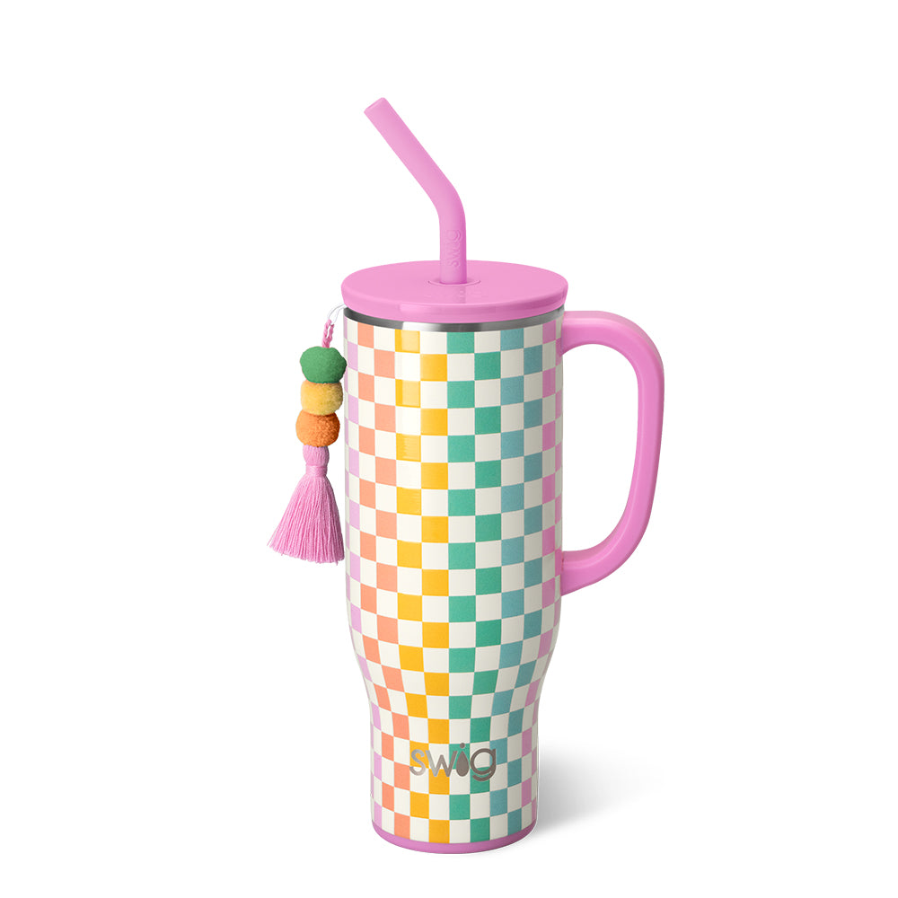 Check Mate Mega Mug 30oz - Large Insulated Stainless Steel Tumbler with Lid & Straw - Perfect for Coffee, Tea, Iced Drinks - Great for Office, Travel, Camping & Outdoor Activities