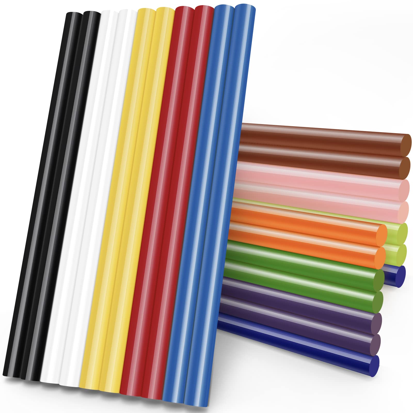 Manarty 24-Pack 8-Inch Color Hot Glue Sticks (0.43