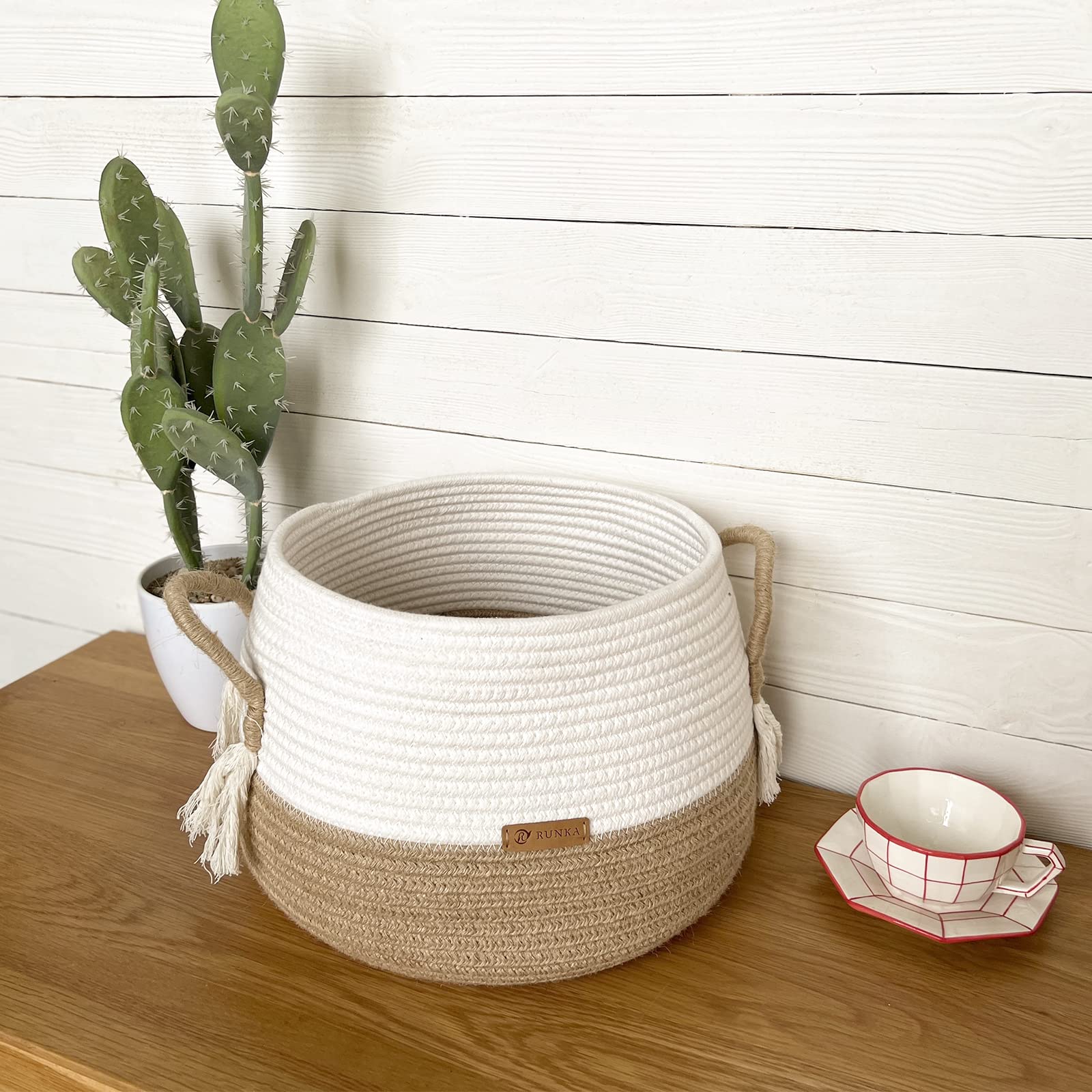 Boho Cotton Rope Storage Basket 11.8