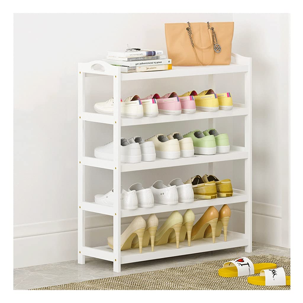 Premium 5-Tier Expandable Bamboo Shoe Rack - Holds 16 Pairs of Shoes - Space-Saving Storage Organizer for Living Room, Bedroom, Garage & Entryway - White (27.6 Inches) - Perfect for Small Spaces & Shoe Lovers