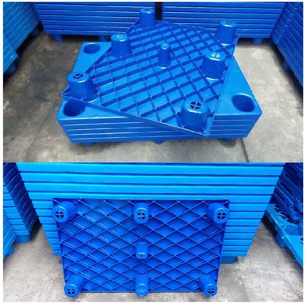 LIANGJUN Heavy Duty Plastic Pallets - 60x80x14cm Blue Stackable Warehouse Storage Rack | Lightweight Polyethylene, Wear-Resistant & Mobile for Logistics, Shipping, and Industrial Use