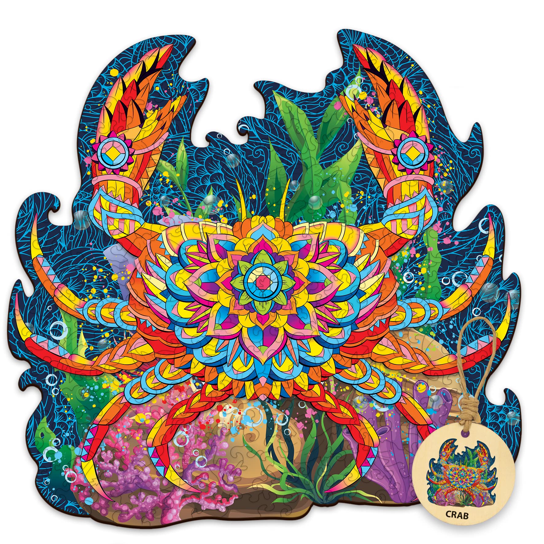 DEPLEE 280-330 Piece Wooden Jigsaw Puzzle for Adults - Unique Crab Shape Animal Puzzle, Creative Challenge Gift for Family & Friends, 18.95x19.52 Inches - Perfect for Home Decor, Stress Relief & Brain Teaser Activities