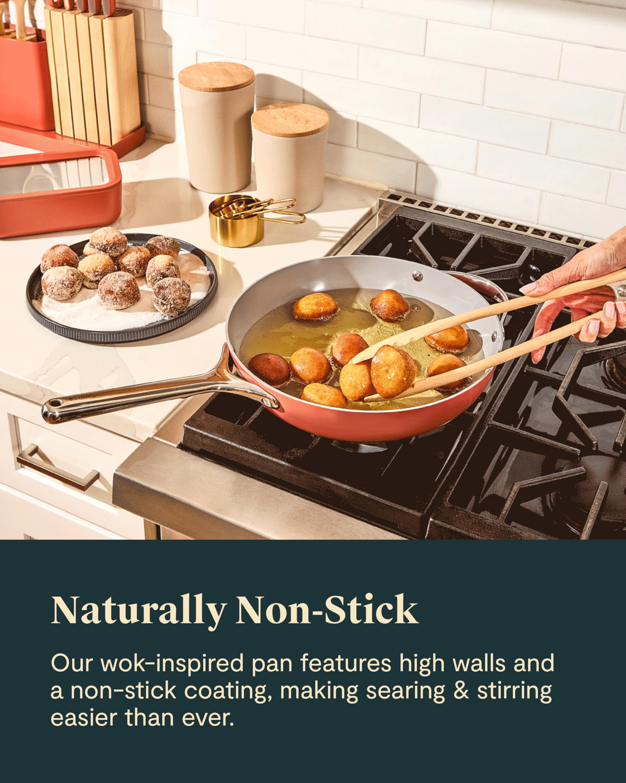 Caraway Non-Stick 12-Inch Stir Fry Pan - PFOA-Free Ceramic Coated Wok with High-Sloped Walls & Cool-Touch Stainless Steel Handles - Sage Green - Perfect for Asian Cooking, Sautéing Vegetables, and Healthy Meal Prep