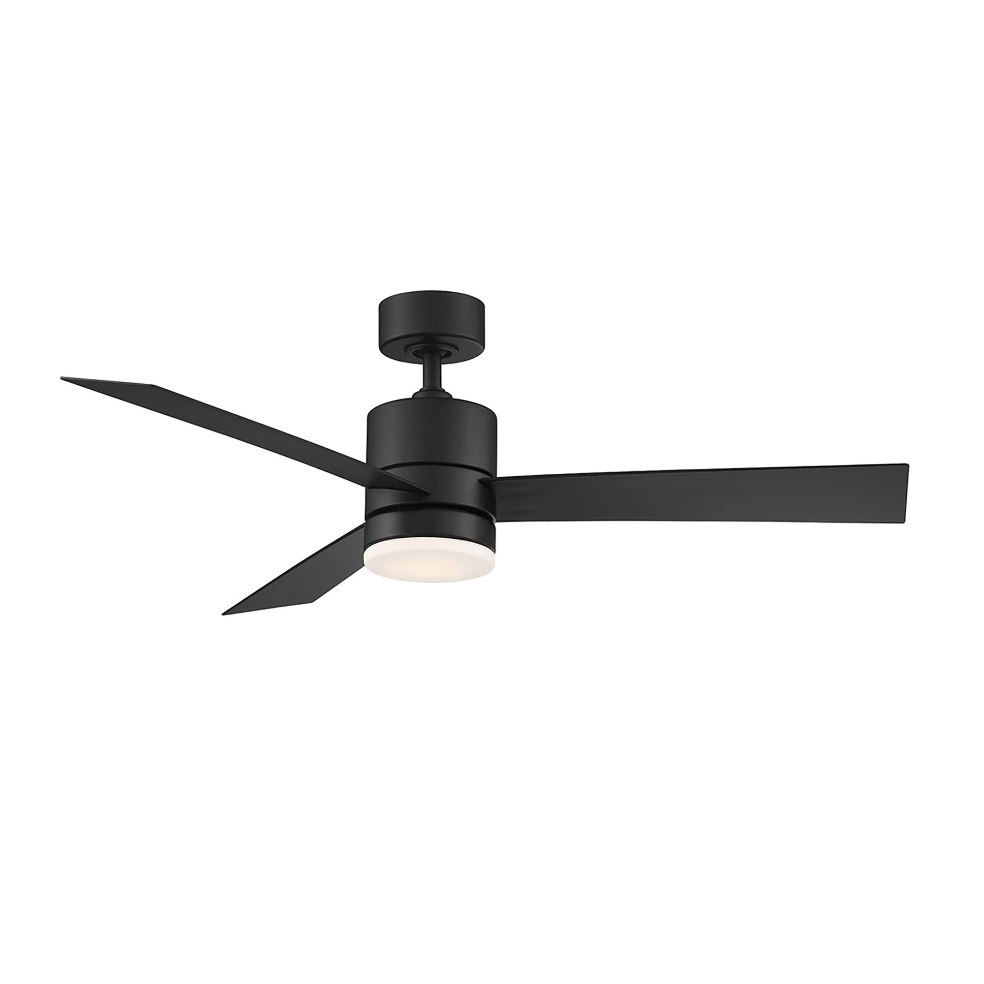52in Matte Black Axis Smart 3-Blade Ceiling Fan with 3000K LED Light Kit & Remote Control, Compatible with Alexa, Google Assistant, Samsung Things, iOS & Android App - Perfect for Living Rooms, Bedrooms, and Outdoor Spaces