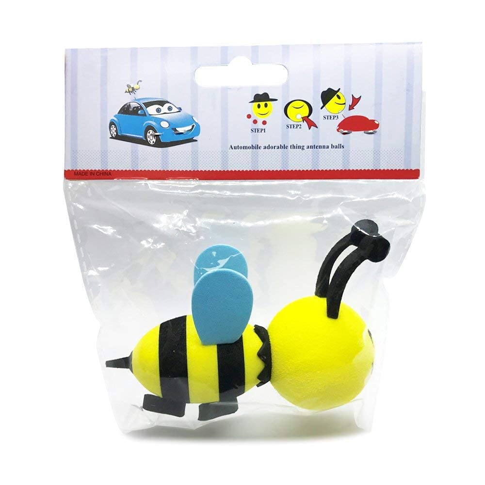 YGMONER Happy Bee Car Antenna Topper - Vibrant Auto Antenna Ball for Easy Parking Spot Identification, Perfect for Outdoor Adventures and Daily Commutes