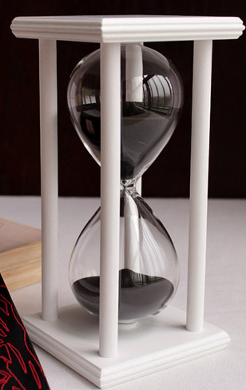30/60 Minute White Square Frame Black Sand Hourglass Timer - Perfect for Classroom, Office, and Board Games (60min)