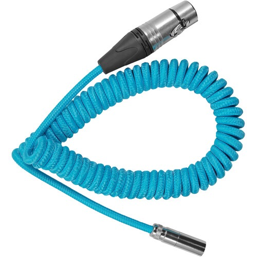 Kondor Blue Coiled Mini XLR to XLR Cable for Canon C70 & BMPCC 4K/6K (12 to 24) - Professional Audio Connection for Filmmaking & Studio Recording