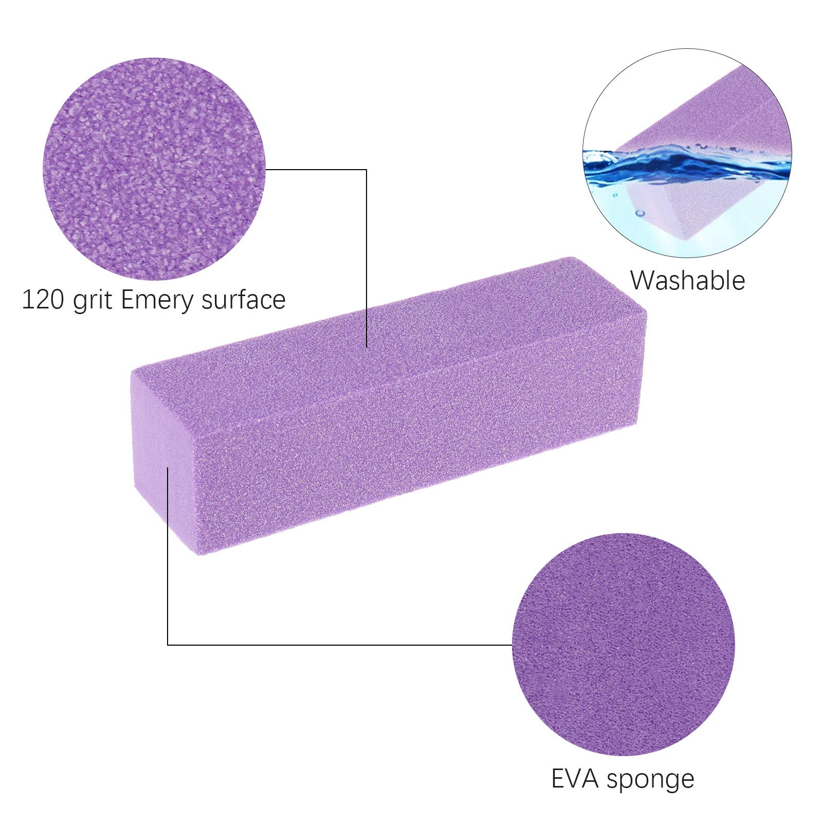 Professional 10pcs Nail Buffer Blocks for Gel & Acrylic Nails - 120 Grit Salon Nail Files, Manicure Sanding Blocks Kit (Purple) - Perfect for Home & Salon Nail Care, DIY Manicures & Nail Art