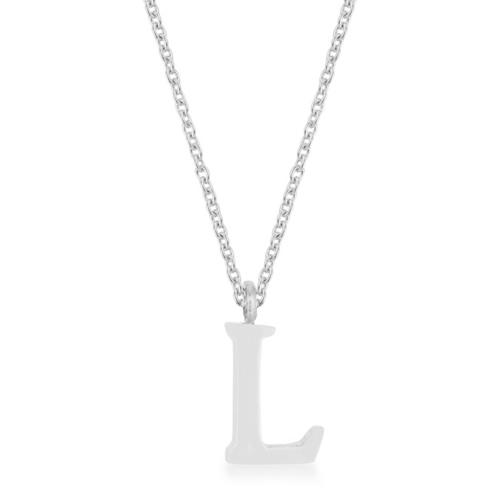Elaina Rhodium Plated Stainless Steel Initial Necklace for Women - Personalized Letter L Pendant Jewelry Gift for Mom, Wife, Girlfriend | Perfect for Birthdays, Anniversaries & Valentine's Day