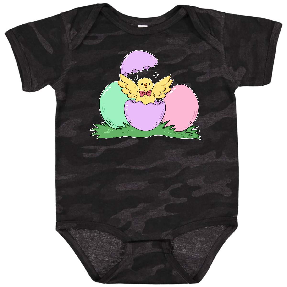 Inktastic Cute Easter Chick Hatching from Egg Baby Bodysuit - Soft Cotton Infant Onesie for Easter Photos, Spring Celebrations & Baby Showers
