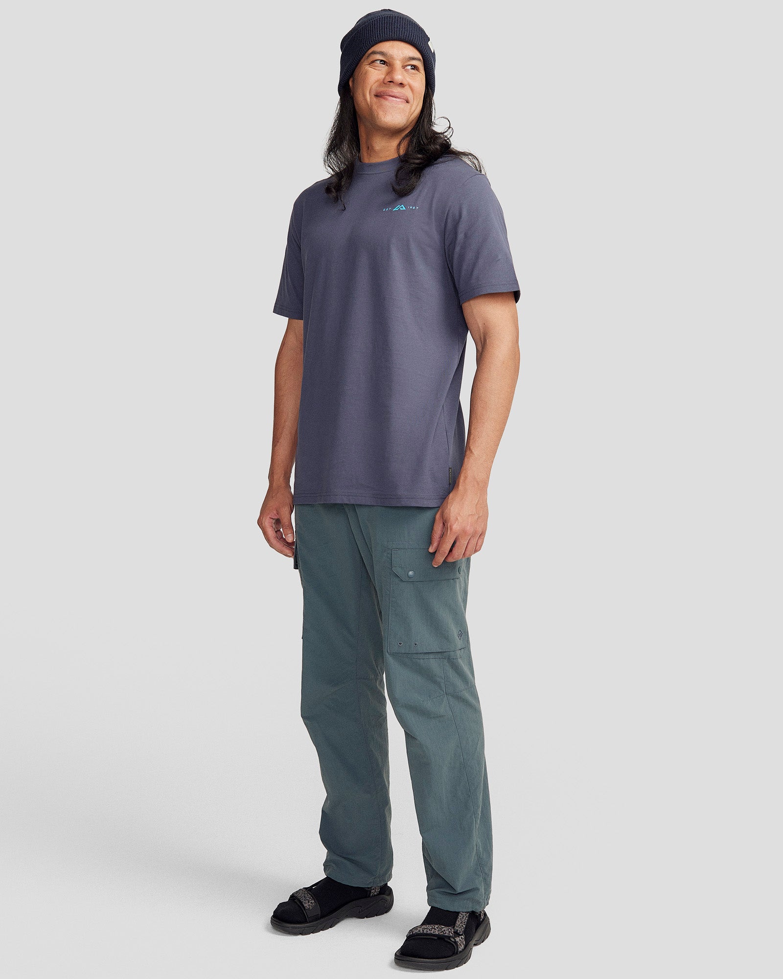 Men's Mountain Camo Organic Cotton T-Shirt - Mid Navy - Comfortable Outdoor Hiking & Casual Wear