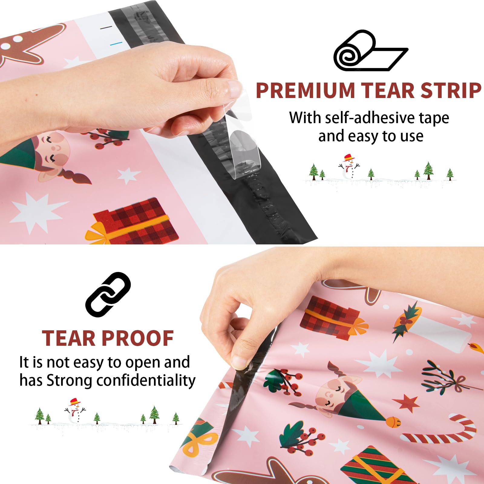 50 Pack Christmas Poly Mailers 10x13 Inch - Holiday Shipping Bags for Ecommerce, Mailing Envelopes, Gift Packaging - Perfect for Online Stores, Small Businesses & Seasonal Shipping