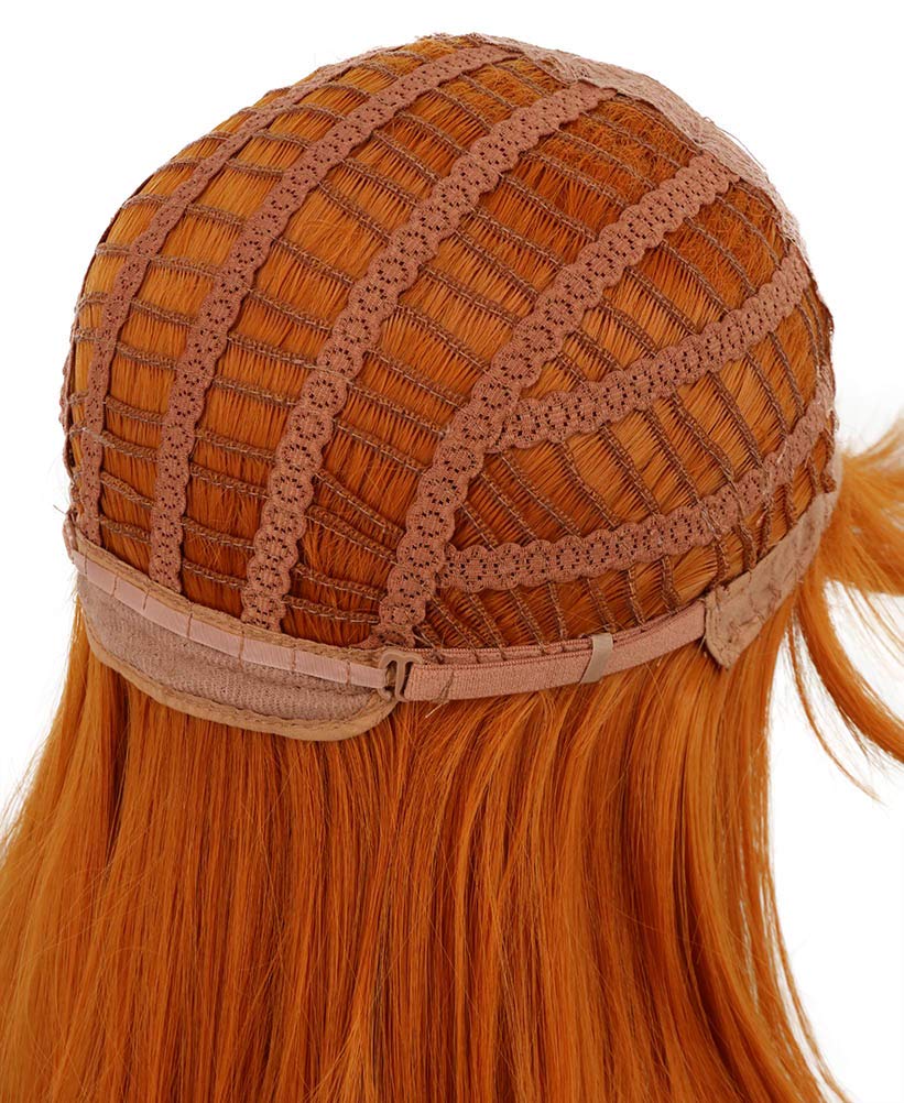 VGBeauty Long Wavy Orange Wig with Purple Headband for Women - Anime Cosplay, Halloween Costume, Party & Themed Events (Perfect for Cosplayers, Halloween Parties & Costume Events)