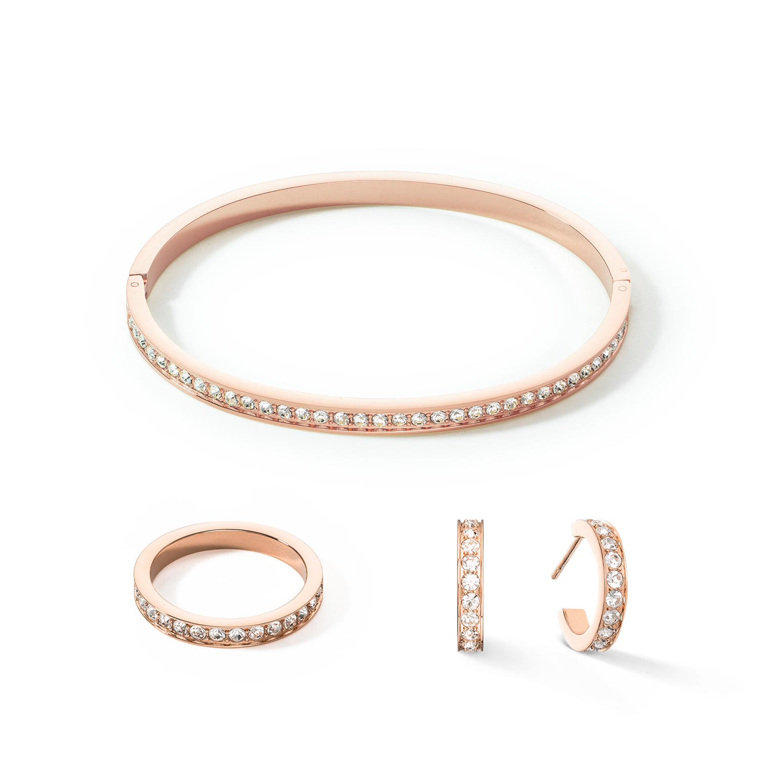 Stainless Steel Rose Gold Crystal Ring - Elegant Slim Band with Sparkling Crystals for Women - Perfect for Weddings, Anniversaries, and Special Occasions