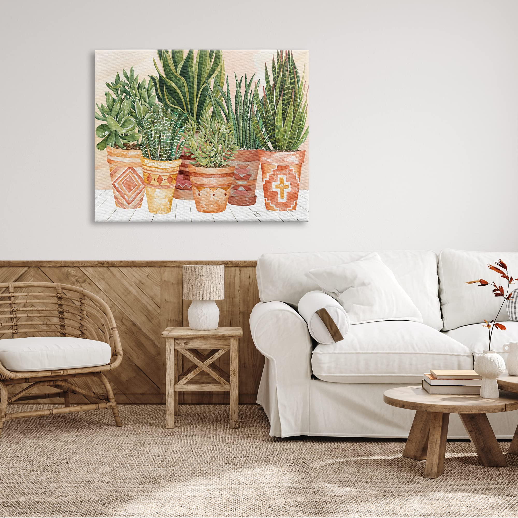 Stupell Industries Boho Style Indoor Plant Canvas Wall Art - 48x36 Inches Green Decor for Living Room, Bedroom & Office - Perfect for Home, Apartment & Workspace Decor