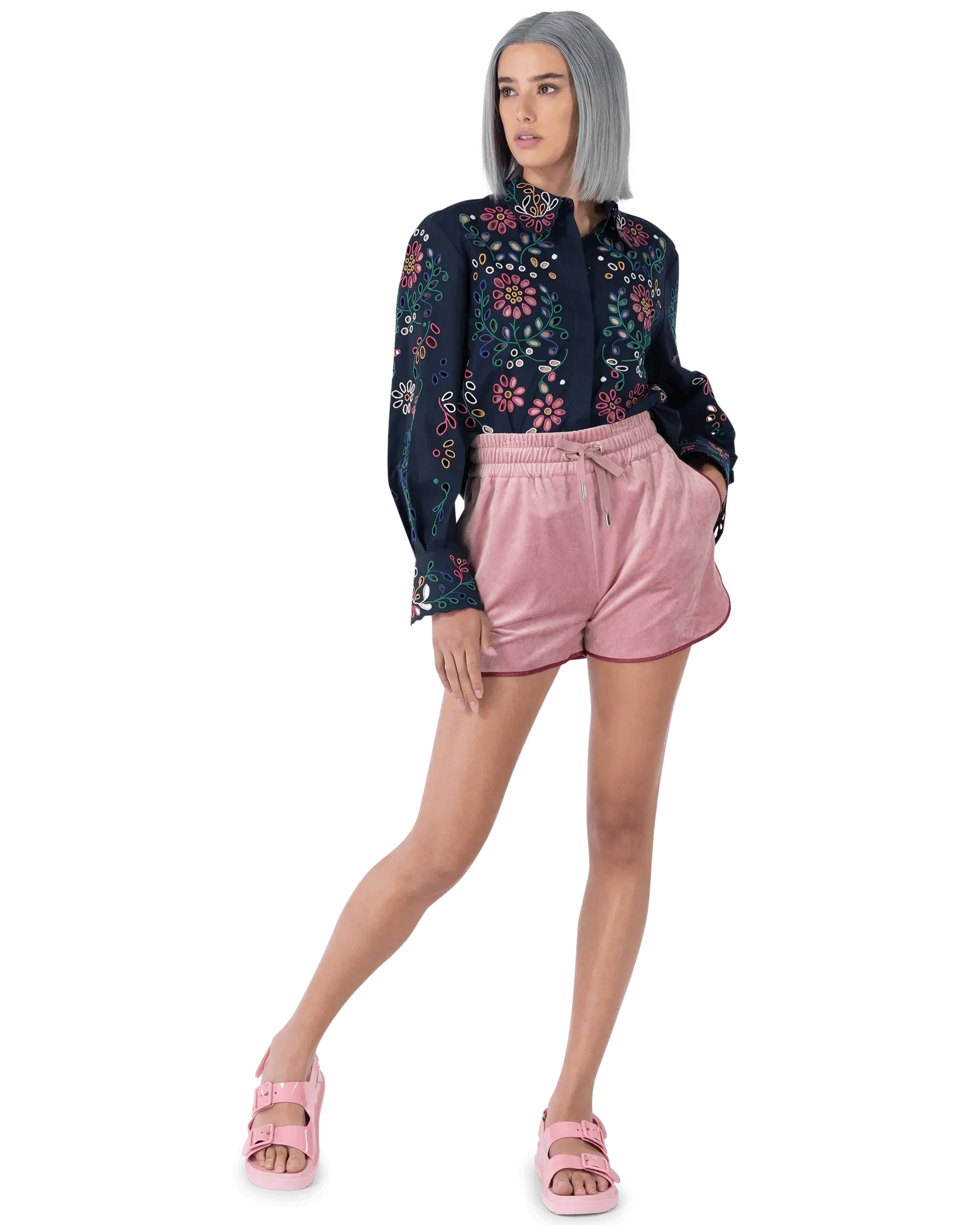 Embroidered Eyelet Shirt for Women - Floral Lace Trim Blouse - Summer Boho Tops - Perfect for Beach, Vacation & Casual Outfits