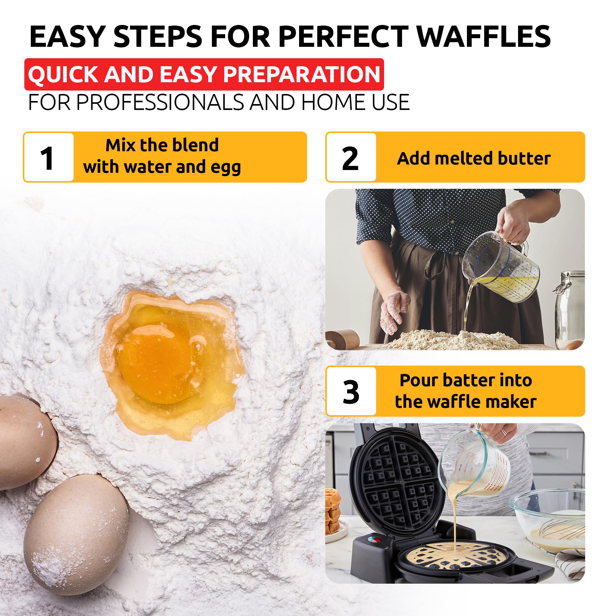 Premium Belgian Waffle & Pancake Mix - Natural Ingredients, Easy to Make, Rich Vanilla Flavor (15 lbs) - Perfect for Breakfast, Brunch, and Family Gatherings