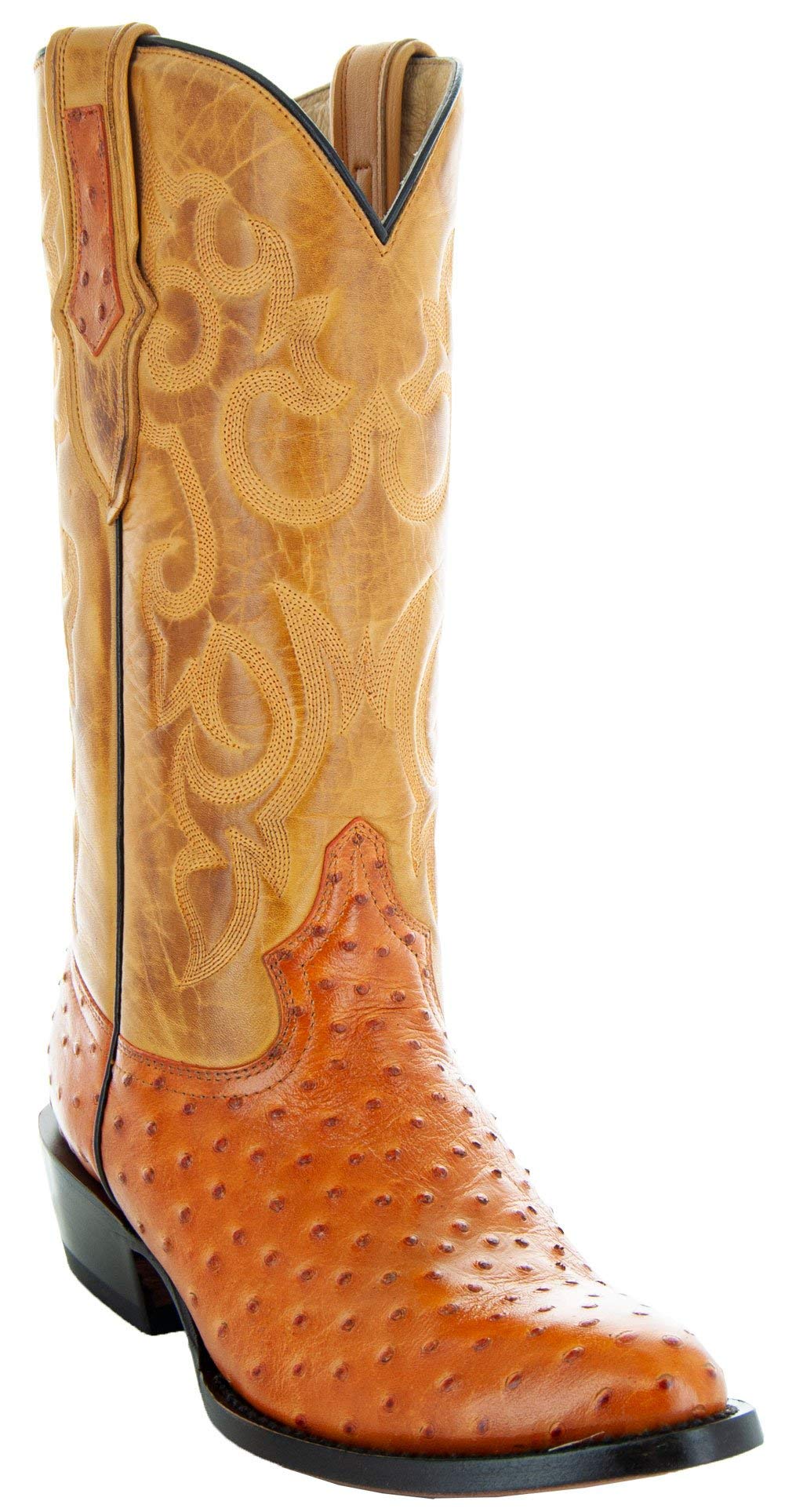 **Men's Exotic Ostrich Print Cowboy Boots H7002 – Western Style Boots for Rodeo, Country Music & Casual Wear**