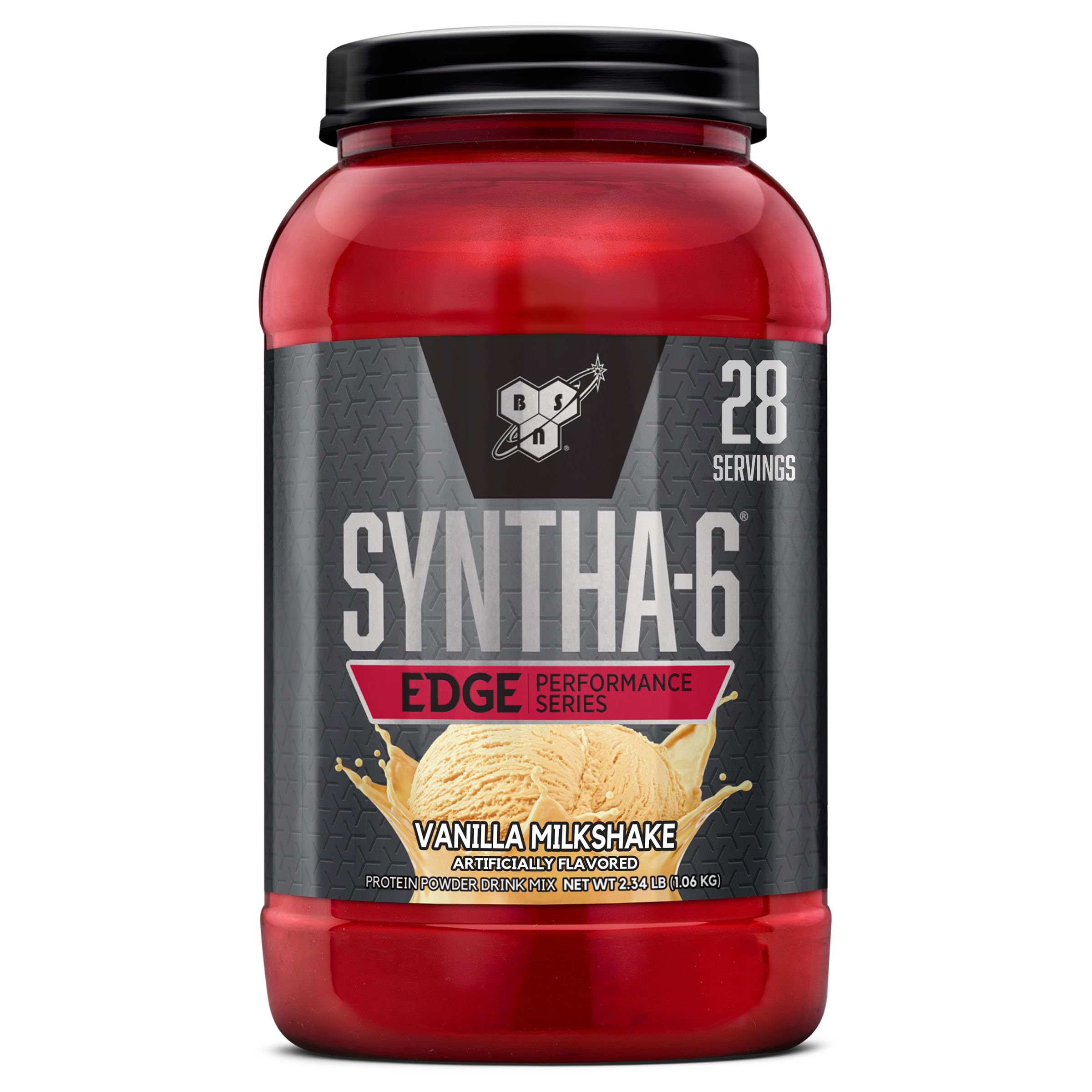 BSN SYNTHA-6 Edge Protein Powder - Vanilla Milkshake Flavor | 24g Protein per Serving with Hydrolyzed Whey, Micellar Casein & Milk Protein Isolate | Low Sugar Content | 28 Servings | Ideal for Post-Workout Recovery, Muscle Building & Healthy Lifestyle