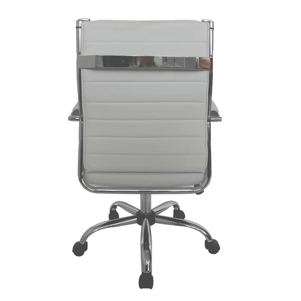 Furniture of America Damse White Faux Leather Adjustable Office Chair - Ergonomic Home & Small Space Workstation
