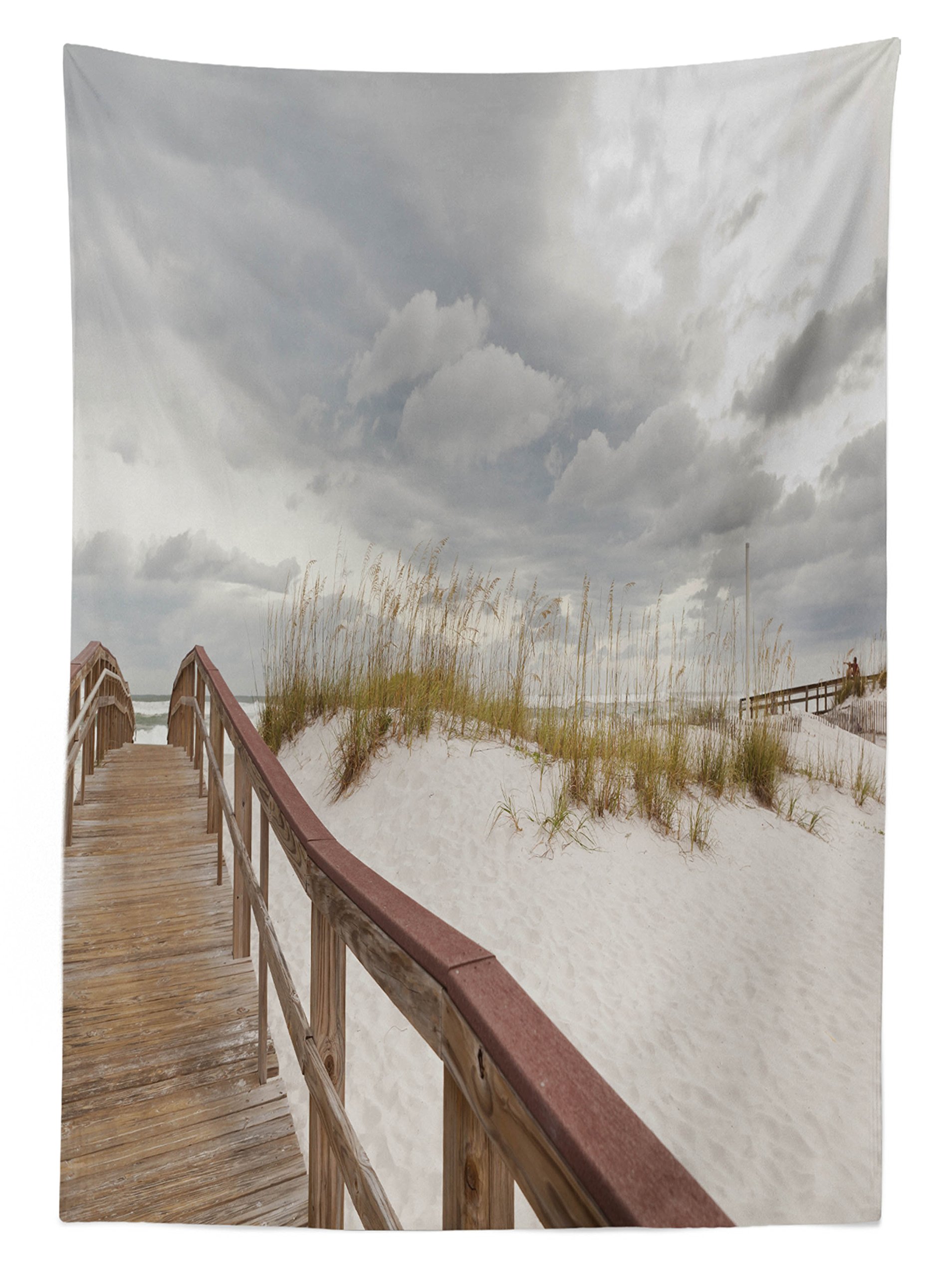 Ambesonne Beach Outdoor Tablecloth - Tropical Gulf Island National Seashore Florida Landscape Design, Washable Picnic Table Cover 58