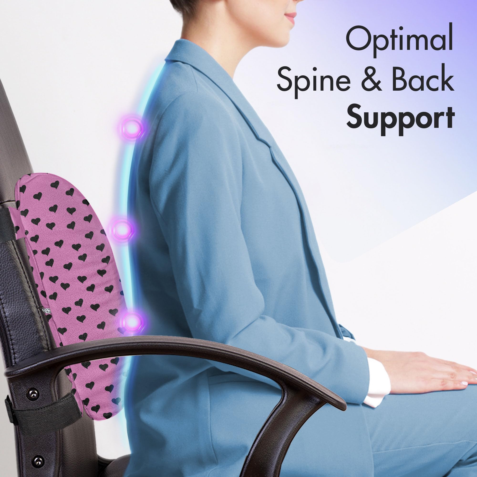 Ambesonne Hot Pink Lumbar Support Pillow with Black Hearts - 14