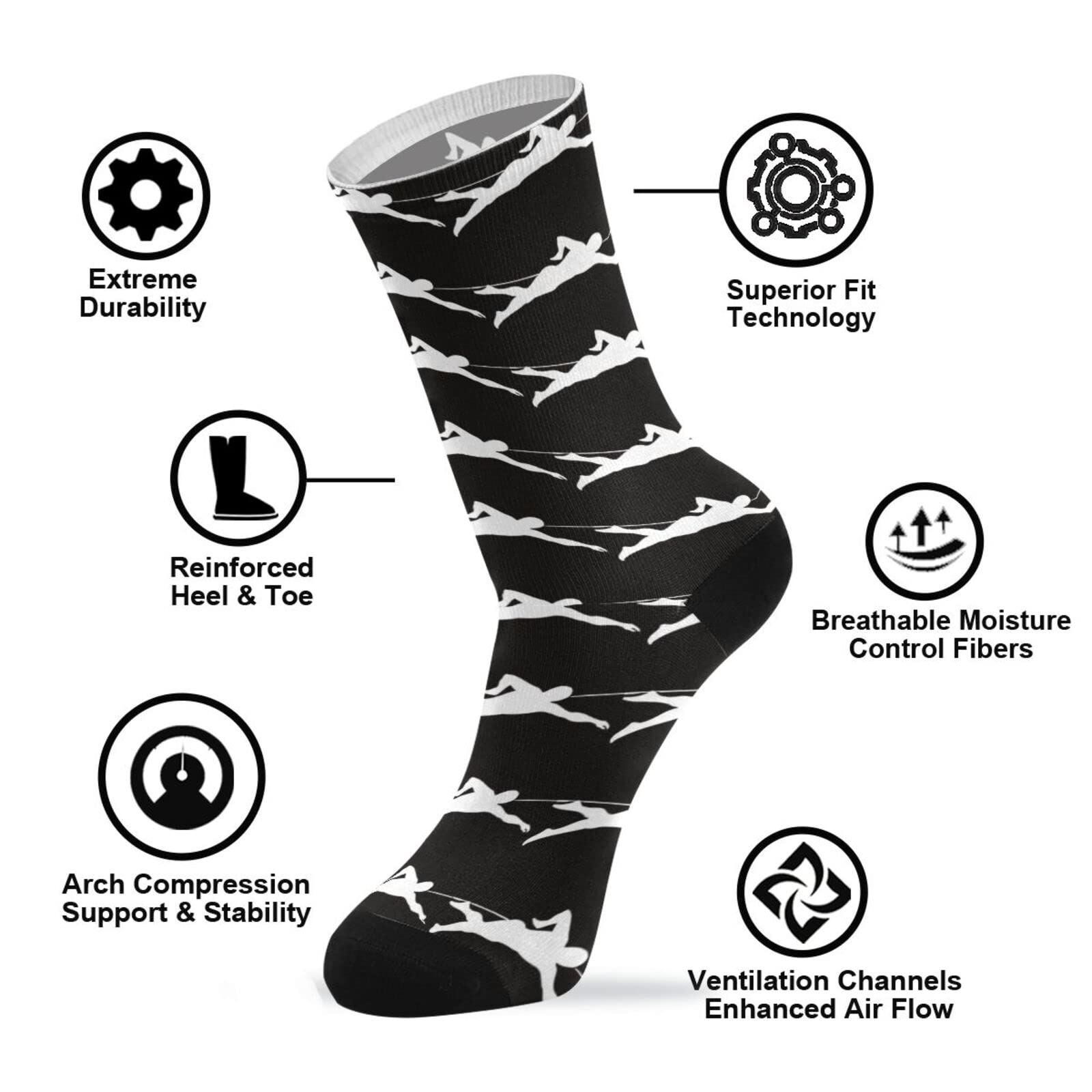 Fun Women's Casual Crew Tube Socks - Fashionable Swim & Dress Socks for Crazy Ladies - Perfect for Swimming, Gym, Workouts & Stylish Outfits