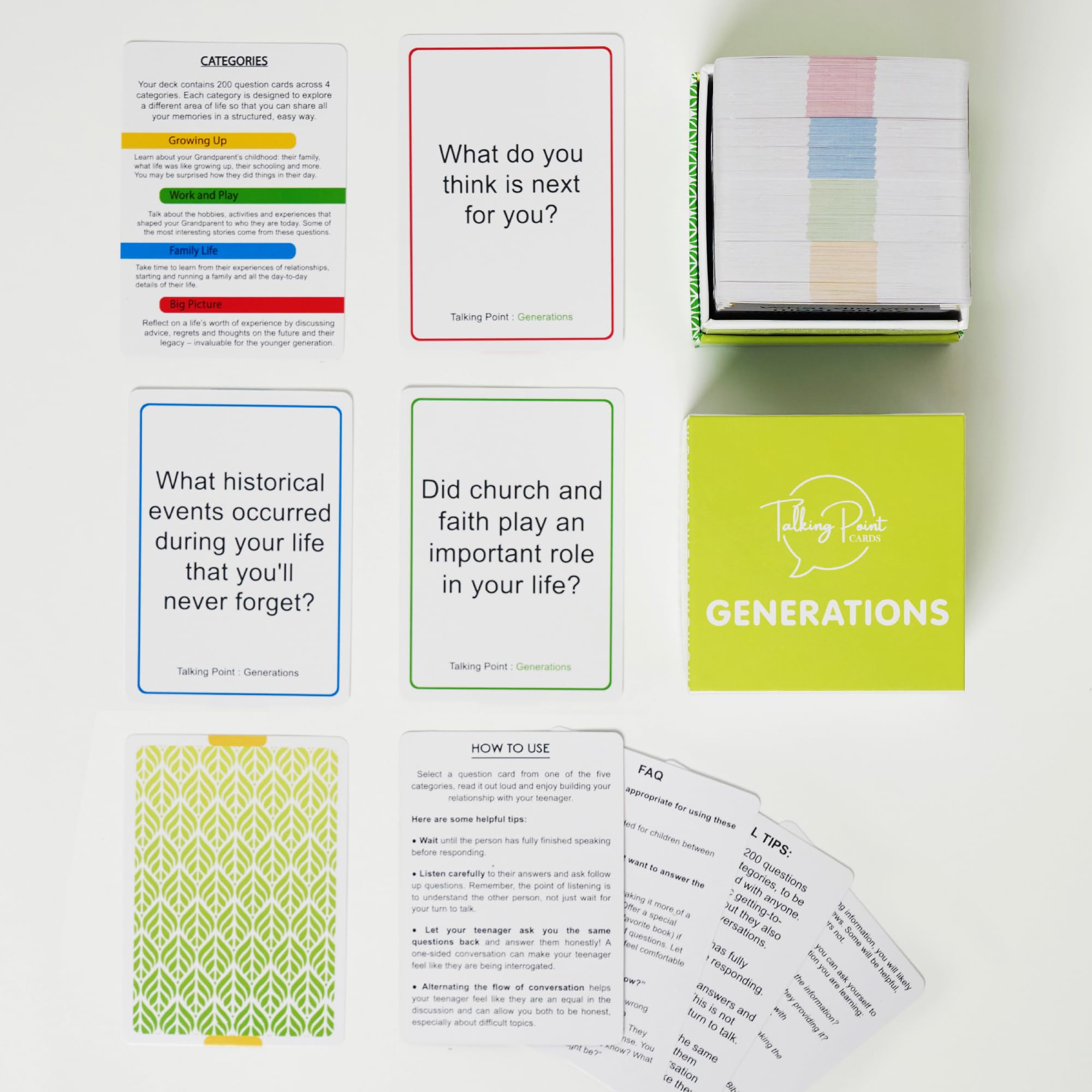 200 Intergenerational Conversation Cards - Fun Family Game Night Questions for Parents, Grandparents, Adults & Kids - Meaningful Bonding Activity for Relatives & Icebreaker - Perfect for Holidays, Reunions & Quality Time Together