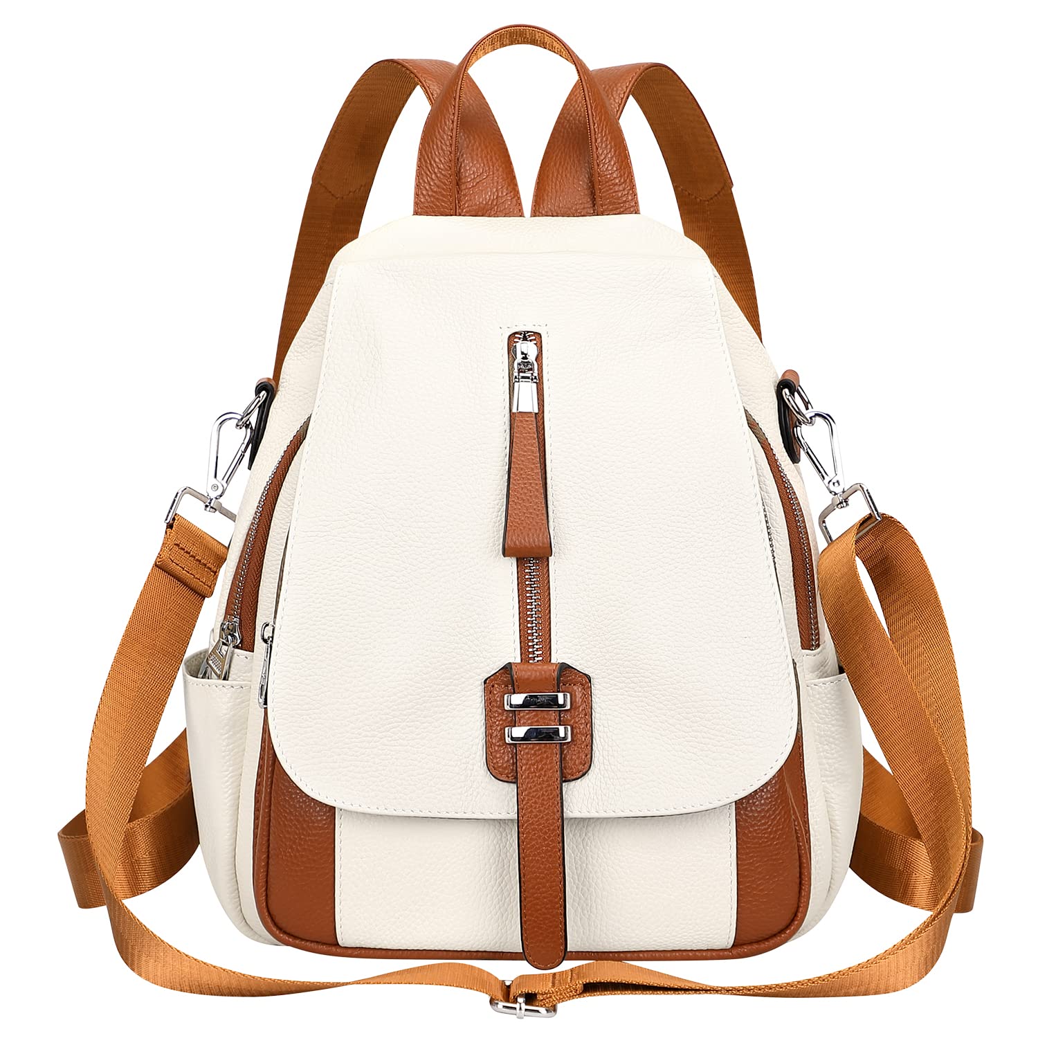 ALTOSY Genuine Leather Backpack for Women - Convertible Shoulder Bag with Buckle Flap - Perfect for Work, Travel & Daily Use