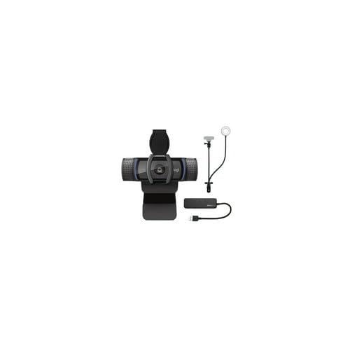 Logitech C920S Pro HD Webcam Bundle with Adjustable Stand, Ring Light & 4-Port USB Hub - Perfect for Zoom Meetings, Video Conferencing, Live Streaming & Online Classes
