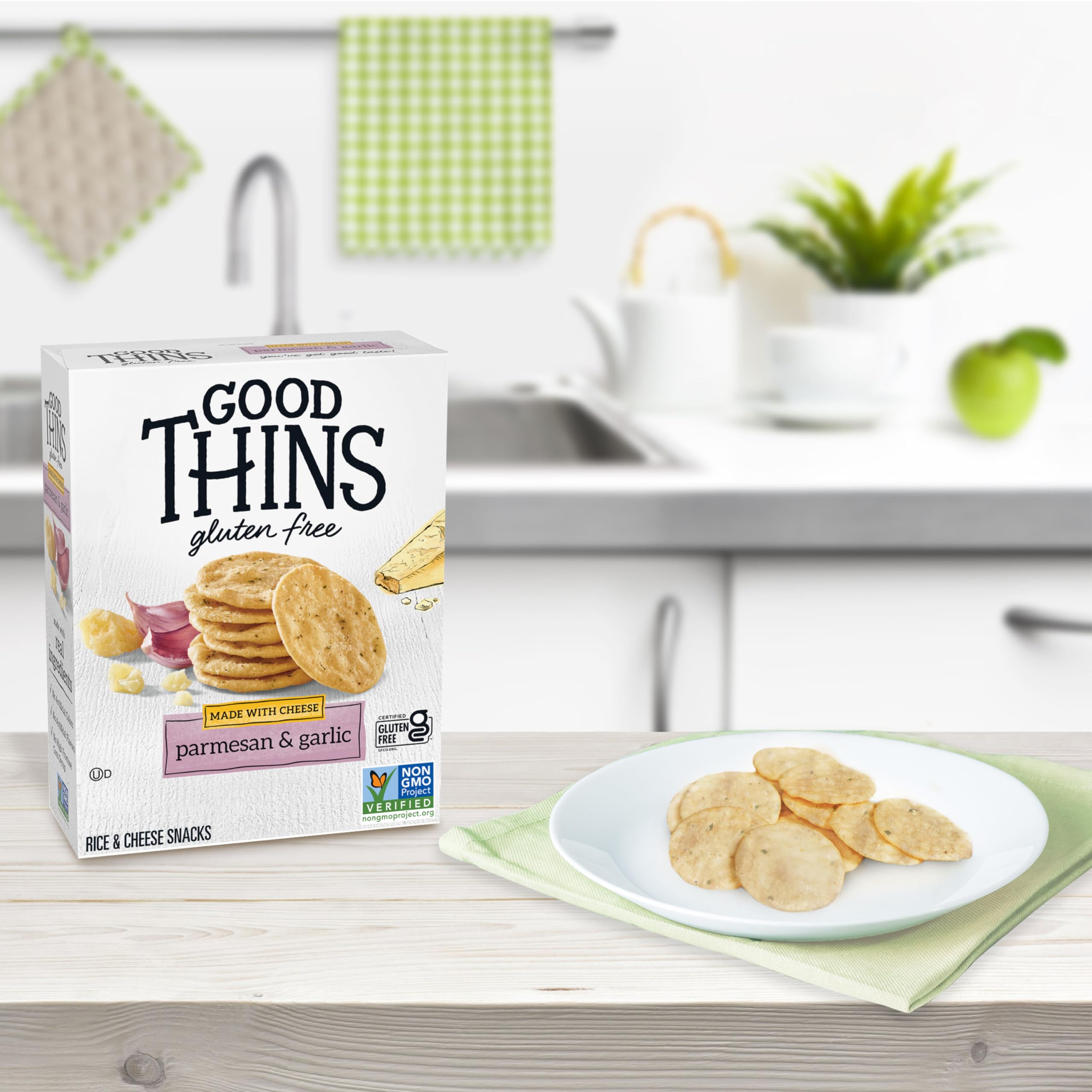 Gluten Free Parmesan & Garlic Rice & Cheese Snacks - 6 Pack (3.5 oz Each) | Bulk Healthy Crackers for Parties, School Lunches & On-the-Go Snacking