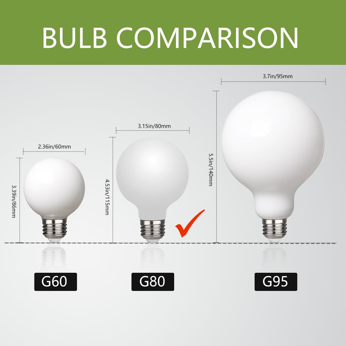 6 Pack G25(G80) Globe LED Light Bulbs - 5W Dimmable (40W Equivalent), Warm White 2700K, 500LM, E26 Base, Milky Filament - Perfect for Vanity, Makeup Mirror, Bathroom & Bedroom Lighting