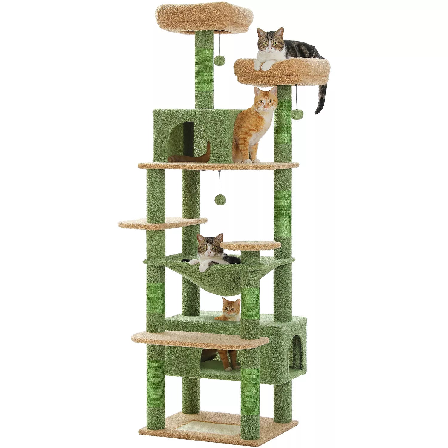 184cm Tall Cat Tree Tower with Scratching Posts, Condo & Cozy Bed - Perfect for Indoor Cats to Play, Climb & Rest