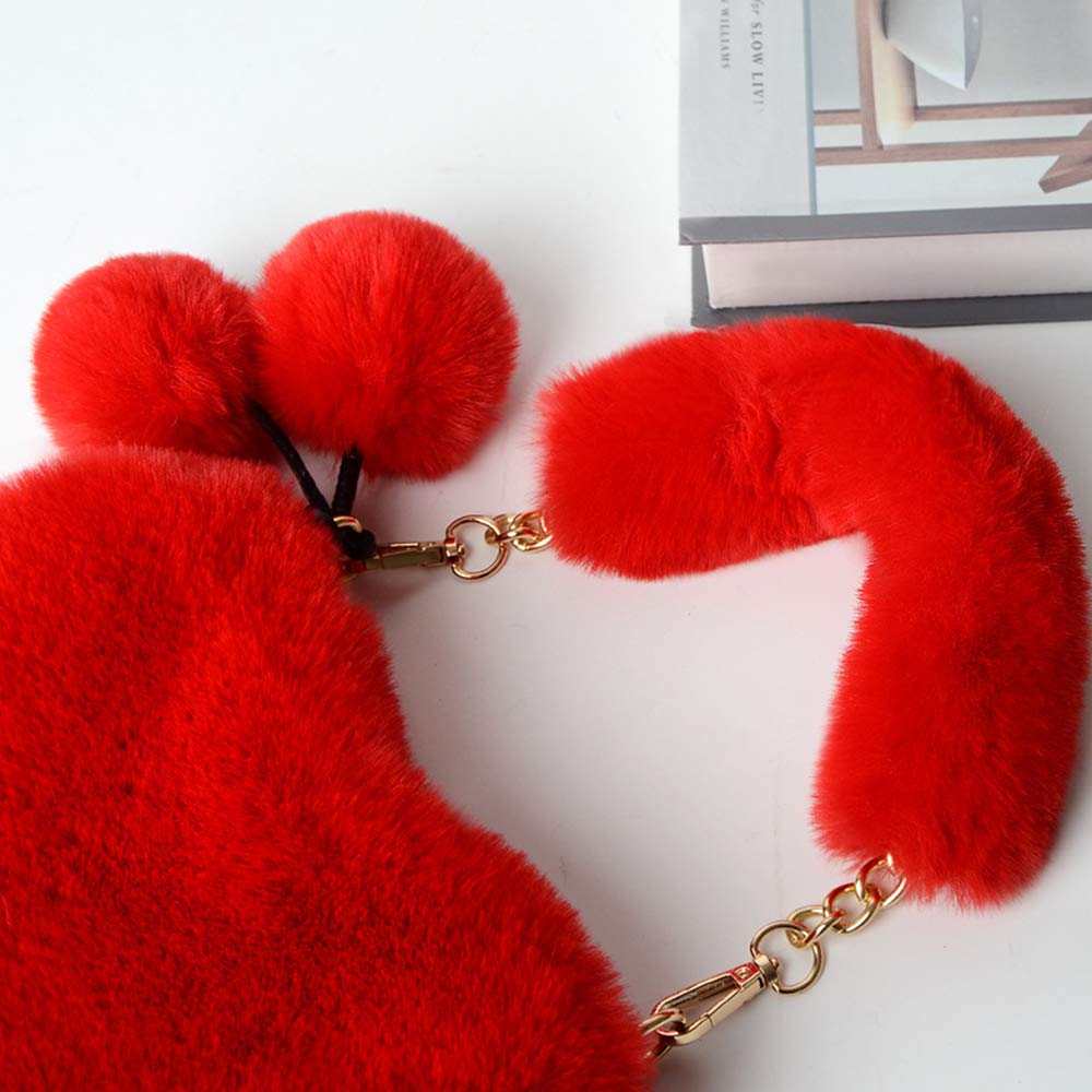 Rejolly Fluffy Faux Fur Heart Shaped Handbag for Women & Girls - Soft Small Shoulder Bag Clutch Purse - Perfect for Parties, Dates, and Everyday Use