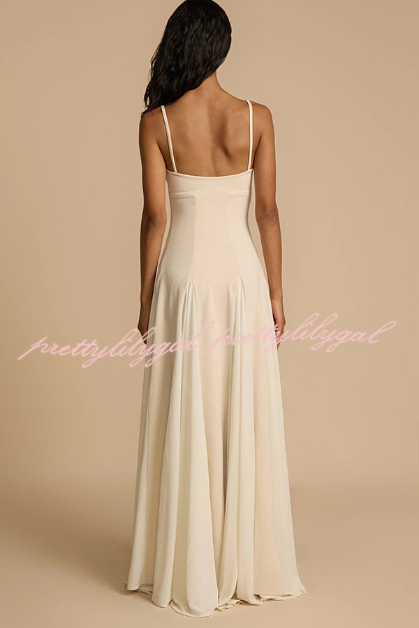 Timeless Elegance Panelled Tulle A-Line Slip Maxi Dress - Perfect for Weddings, Parties & Special Occasions