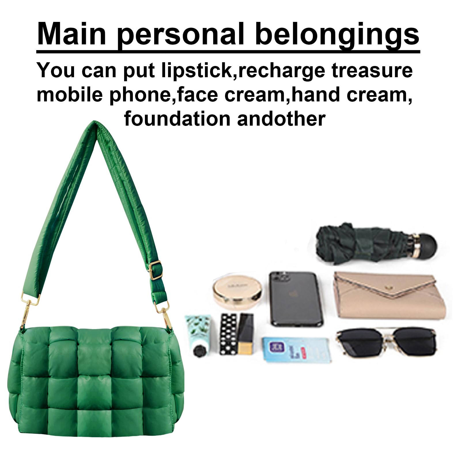 Stylish Puffer Woven Crossbody Bag for Women - Quilted Hobo Shoulder Purse with Adjustable Strap | Perfect for Daily Use, Travel & Shopping