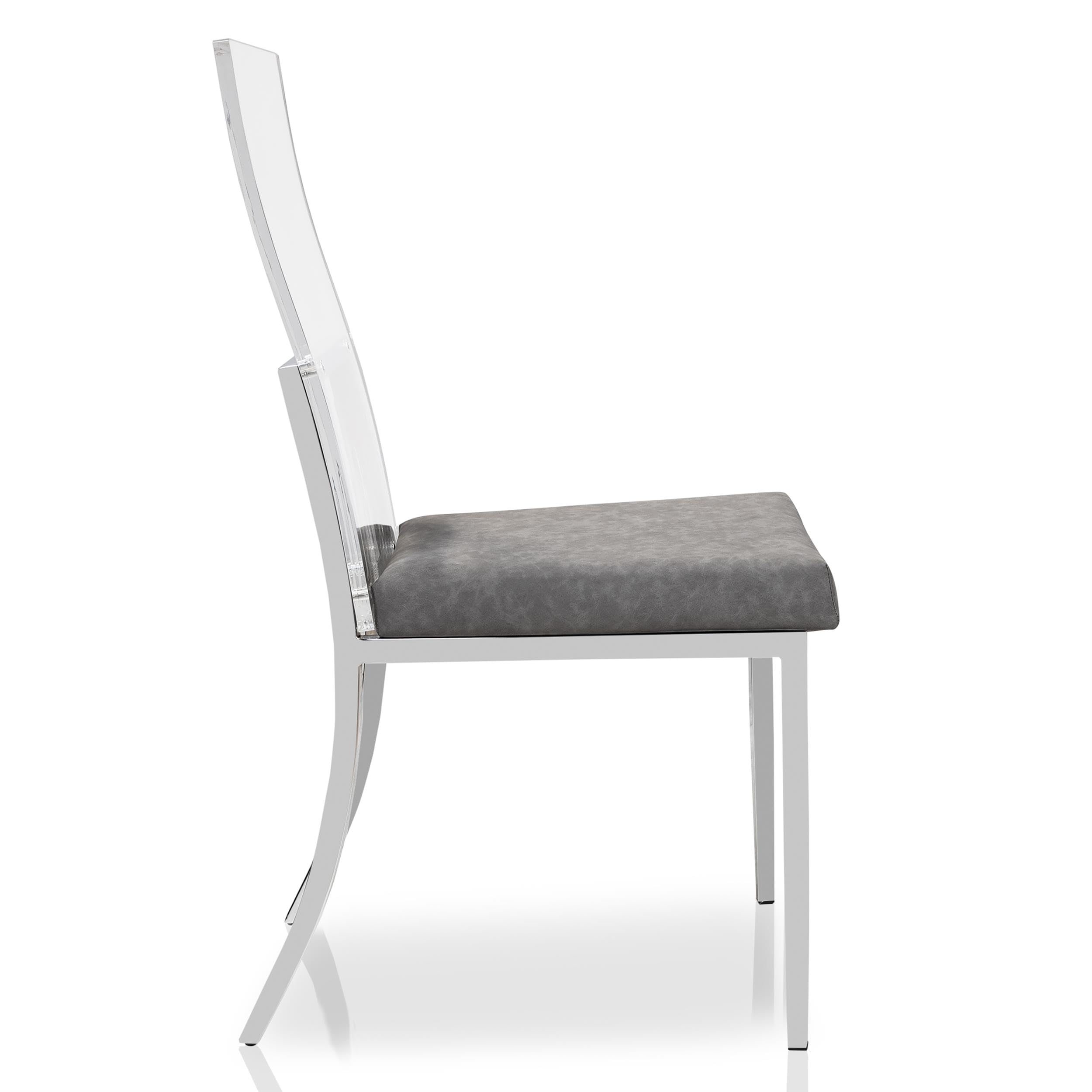 Furniture of America Hartly Metal Padded Dining Chairs - Set of 2 Chrome Finish, Comfortable Upholstered Seats for Kitchen, Dining Room & Breakfast Nook